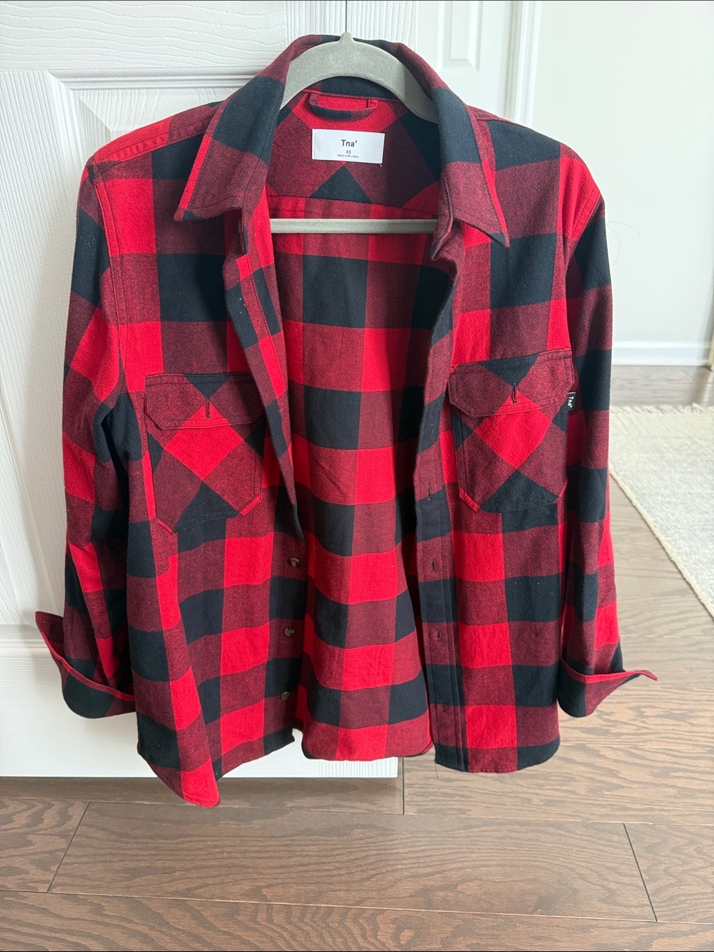 TNA Red and Black Plaid Button-Down Shirt
